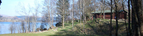 Invertrossachs Cabin with Loch Venachar in shot